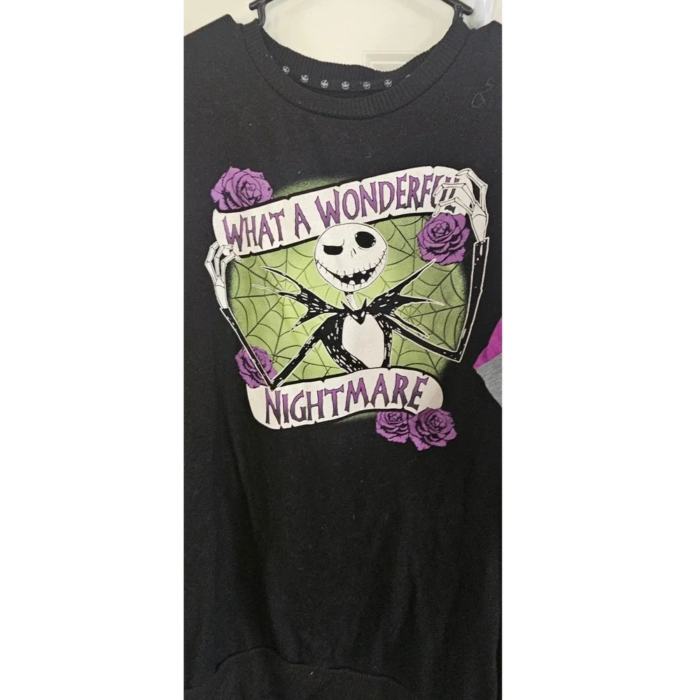 Disney Nightmare Before Christmas Jack Skellington Sleep Shirt Black Purple M - Picture 4 of 5